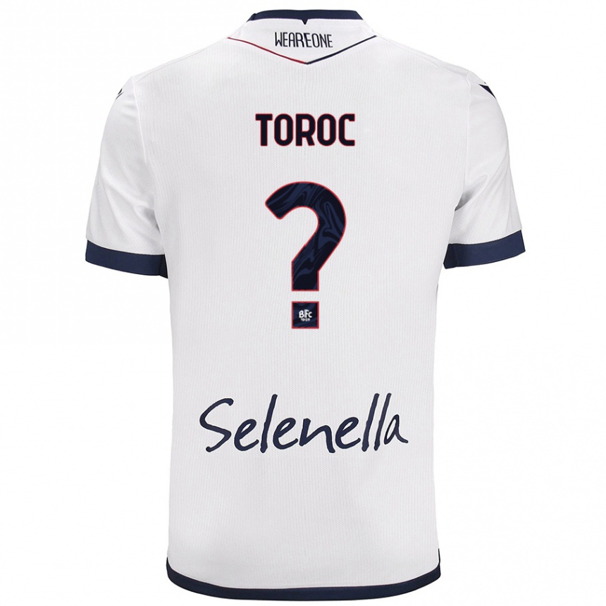 Enfant Football Maillot Andrei Toroc #0 Blanc Bleu Royal Tenues Extérieur 2024/25