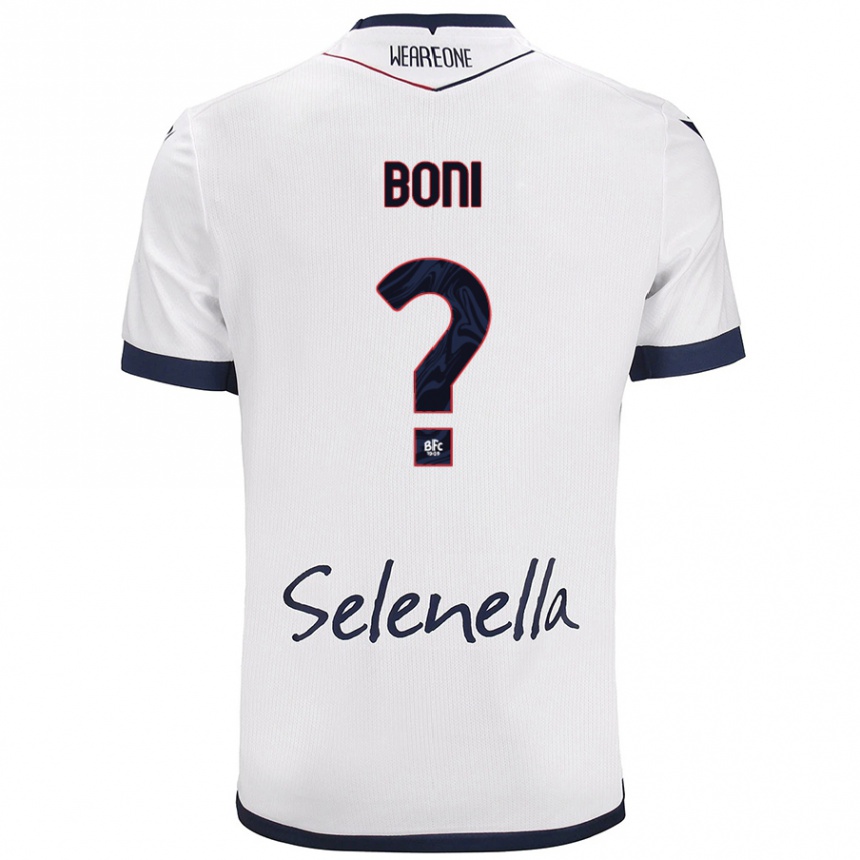 Enfant Football Maillot Mattia Boni #0 Blanc Bleu Royal Tenues Extérieur 2024/25