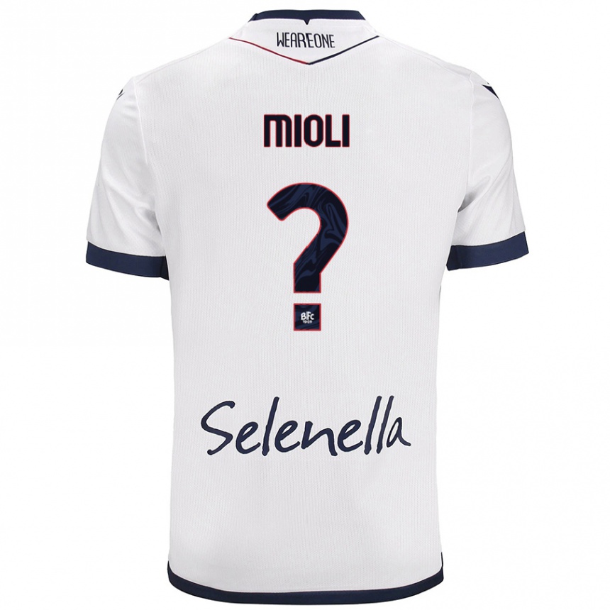 Enfant Football Maillot Mattia Mioli #0 Blanc Bleu Royal Tenues Extérieur 2024/25