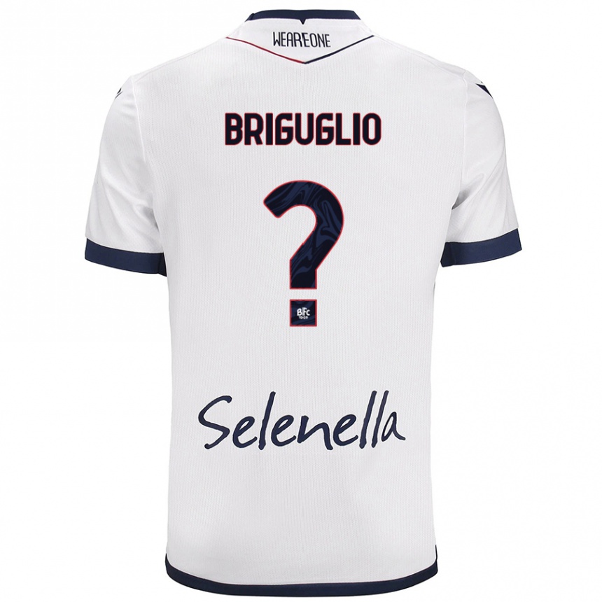 Enfant Football Maillot Christian Briguglio #0 Blanc Bleu Royal Tenues Extérieur 2024/25