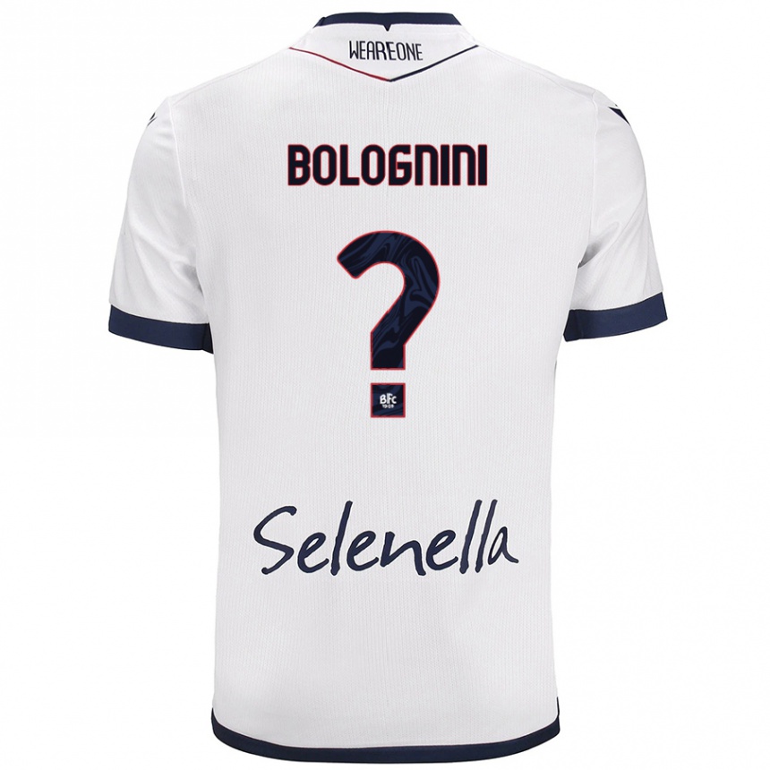 Enfant Football Maillot Andrea Bolognini #0 Blanc Bleu Royal Tenues Extérieur 2024/25