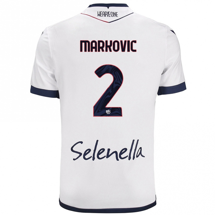 Enfant Football Maillot Petar Markovic #2 Blanc Bleu Royal Tenues Extérieur 2024/25