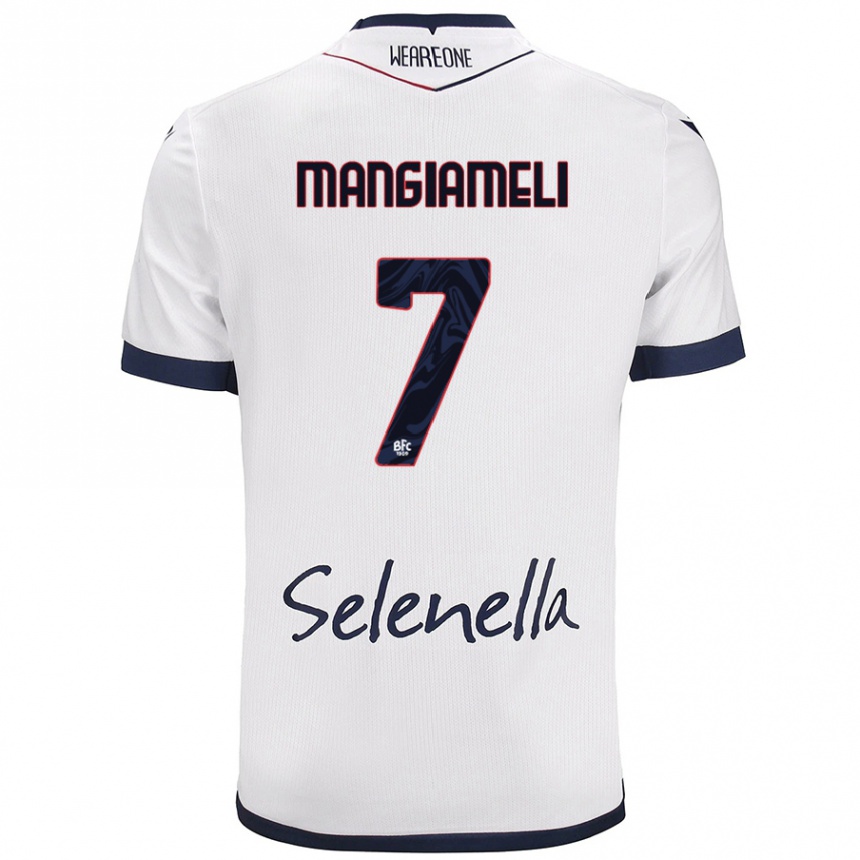 Enfant Football Maillot Federico Mangiameli #7 Blanc Bleu Royal Tenues Extérieur 2024/25