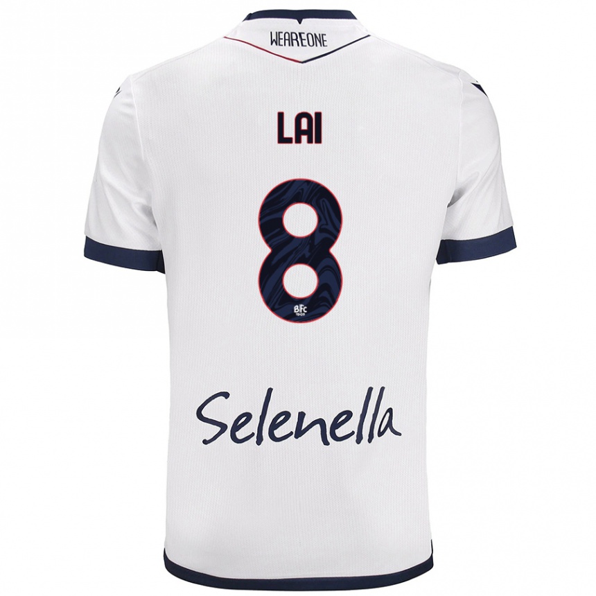 Enfant Football Maillot Luca Lai #8 Blanc Bleu Royal Tenues Extérieur 2024/25