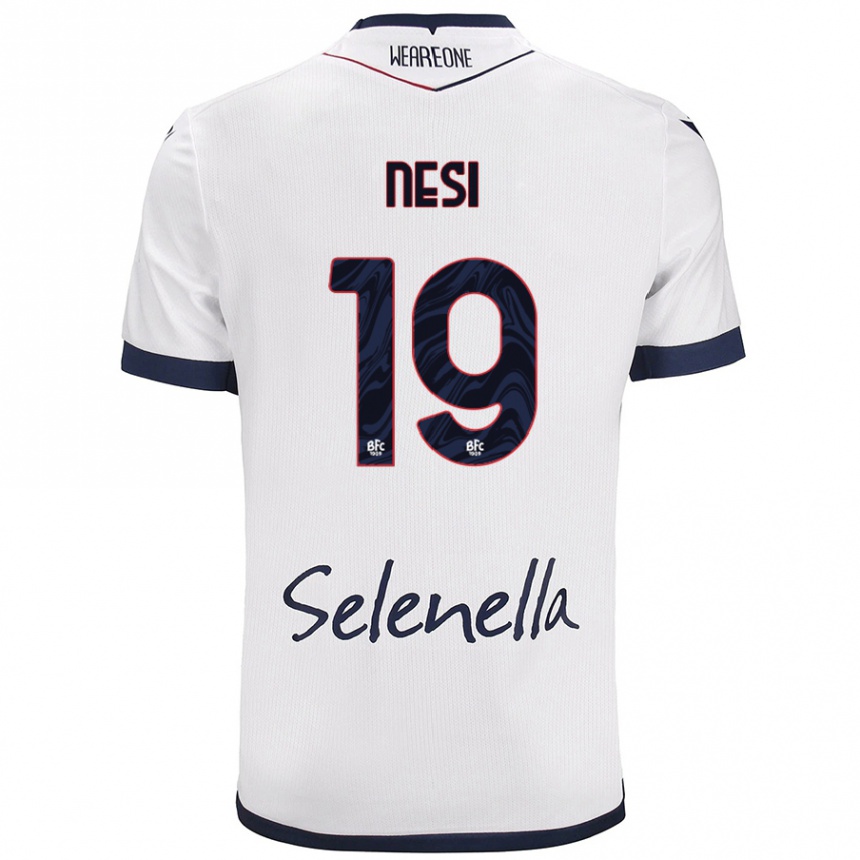 Enfant Football Maillot Luca Nesi #19 Blanc Bleu Royal Tenues Extérieur 2024/25