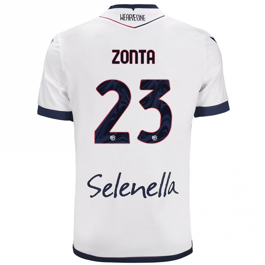 Enfant Football Maillot Alessandro Zonta #23 Blanc Bleu Royal Tenues Extérieur 2024/25