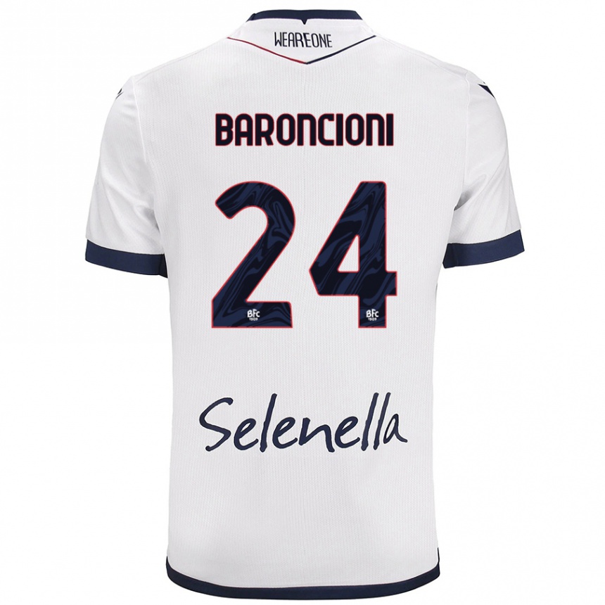 Enfant Football Maillot Davide Baroncioni #24 Blanc Bleu Royal Tenues Extérieur 2024/25