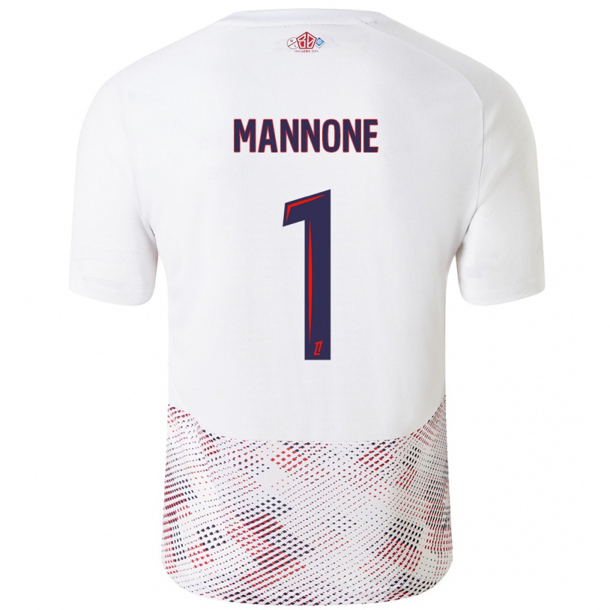 Enfant Football Maillot Vito Mannone #1 Blanc Bleu Royal Tenues Extérieur 2024/25