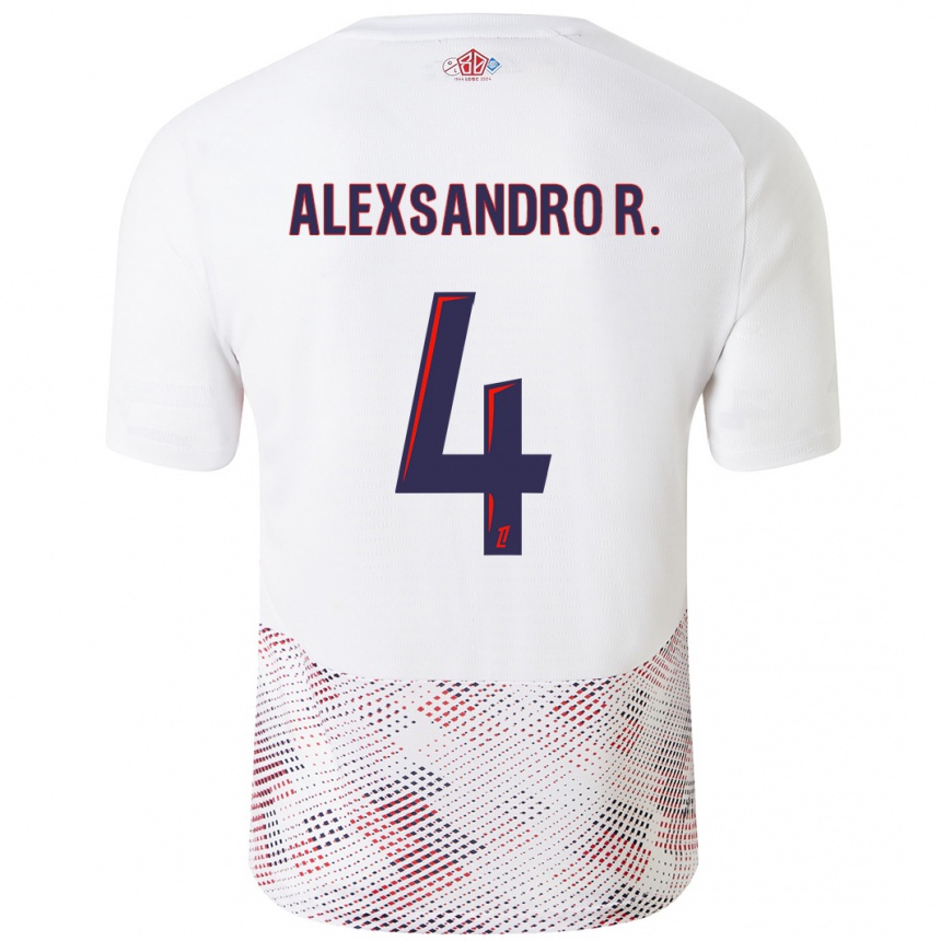 Enfant Football Maillot Alexsandro #4 Blanc Bleu Royal Tenues Extérieur 2024/25