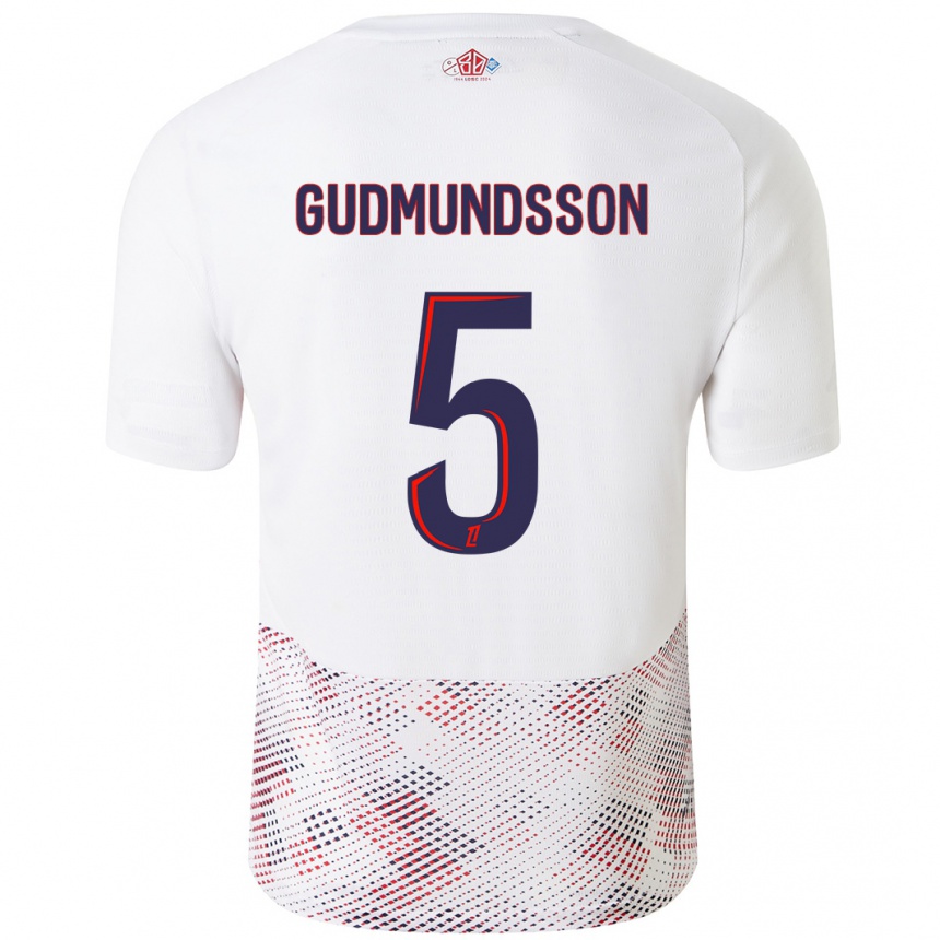 Enfant Football Maillot Gabriel Gudmundsson #5 Blanc Bleu Royal Tenues Extérieur 2024/25