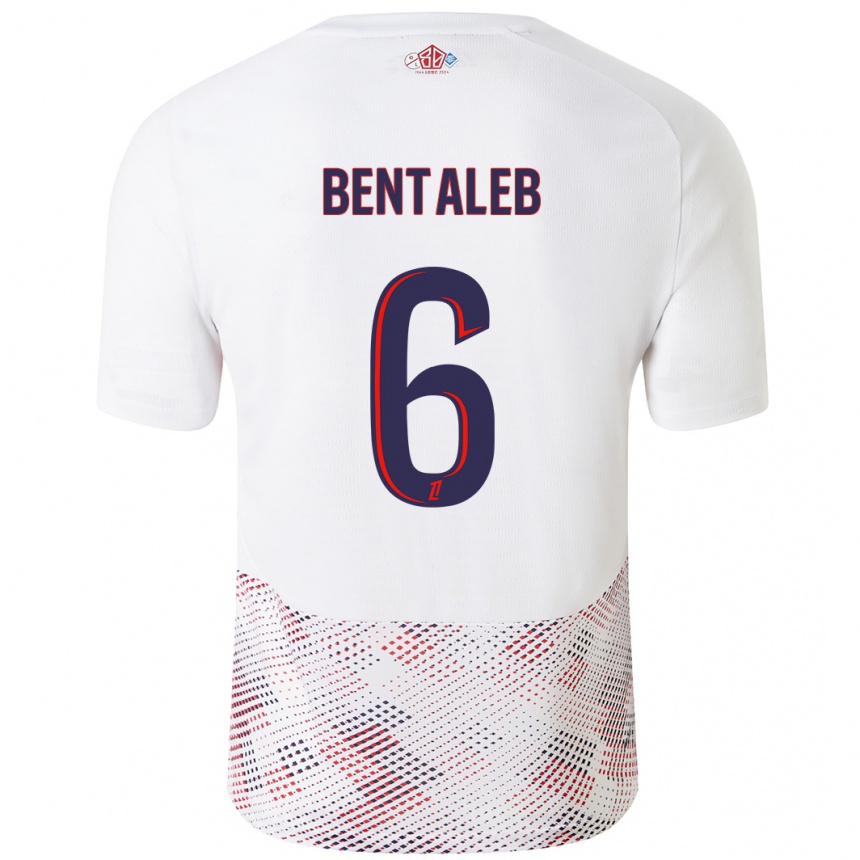 Enfant Football Maillot Nabil Bentaleb #6 Blanc Bleu Royal Tenues Extérieur 2024/25