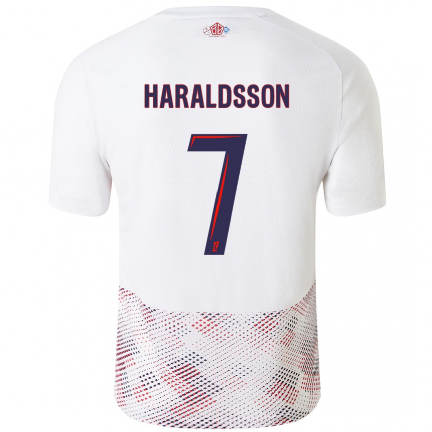 Enfant Football Maillot Hákon Arnar Haraldsson #7 Blanc Bleu Royal Tenues Extérieur 2024/25