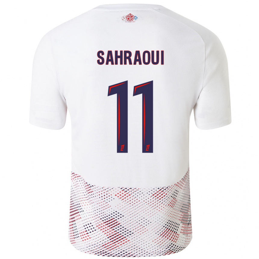 Enfant Football Maillot Osame Sahraoui #11 Blanc Bleu Royal Tenues Extérieur 2024/25