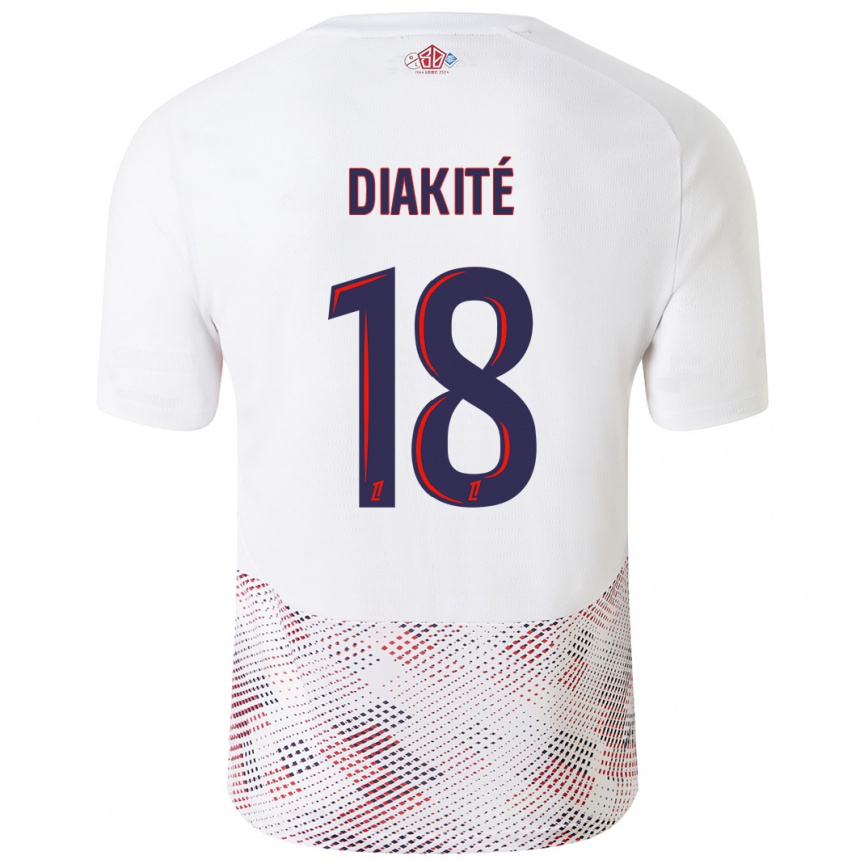 Enfant Football Maillot Bafodé Diakité #18 Blanc Bleu Royal Tenues Extérieur 2024/25