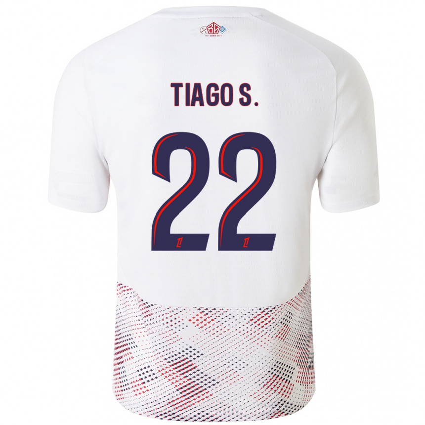 Enfant Football Maillot Tiago Santos #22 Blanc Bleu Royal Tenues Extérieur 2024/25