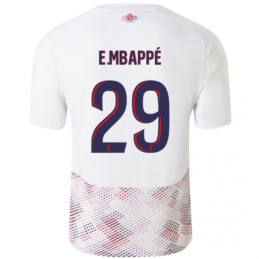 Enfant Football Maillot Ethan Mbappe #29 Blanc Bleu Royal Tenues Extérieur 2024/25