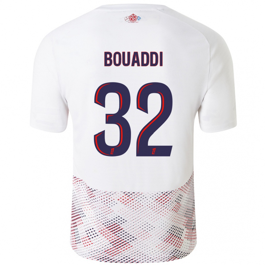 Enfant Football Maillot Ayyoub Bouaddi #32 Blanc Bleu Royal Tenues Extérieur 2024/25