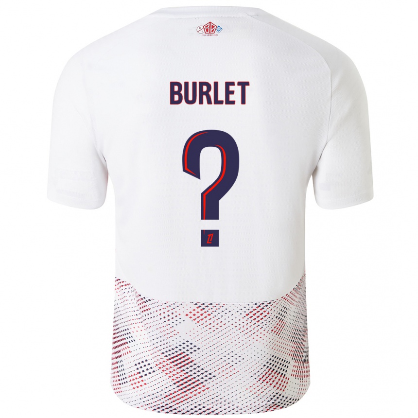 Enfant Football Maillot Vincent Burlet #0 Blanc Bleu Royal Tenues Extérieur 2024/25