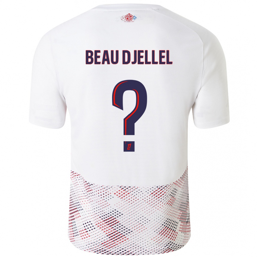 Enfant Football Maillot Yanis Beau Djellel #0 Blanc Bleu Royal Tenues Extérieur 2024/25