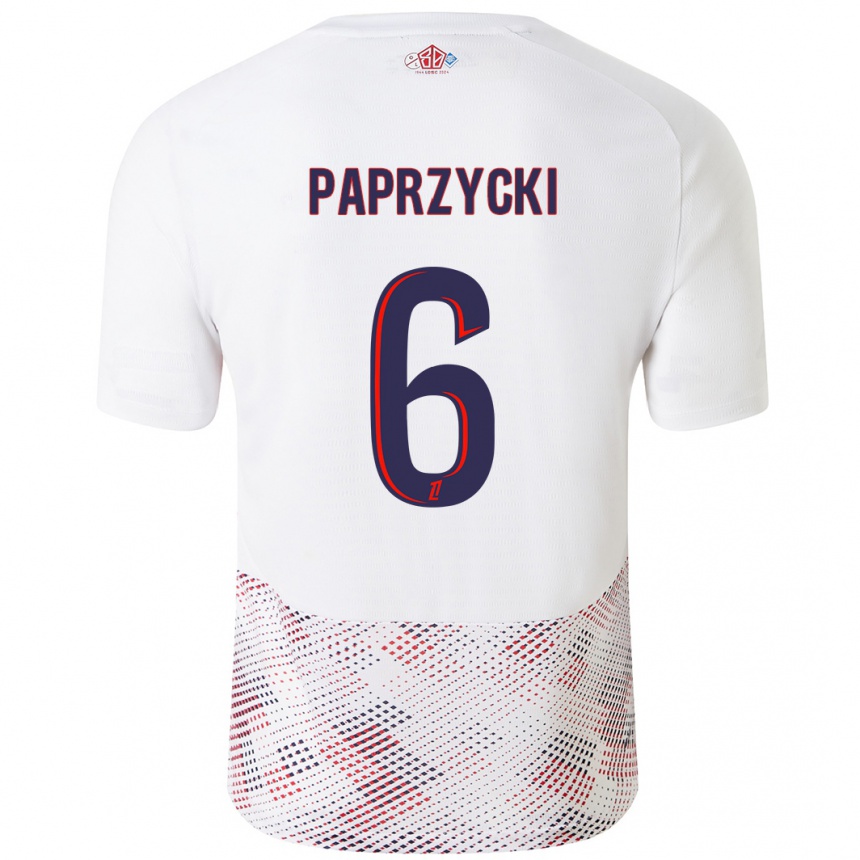 Enfant Football Maillot Aurore Paprzycki #6 Blanc Bleu Royal Tenues Extérieur 2024/25