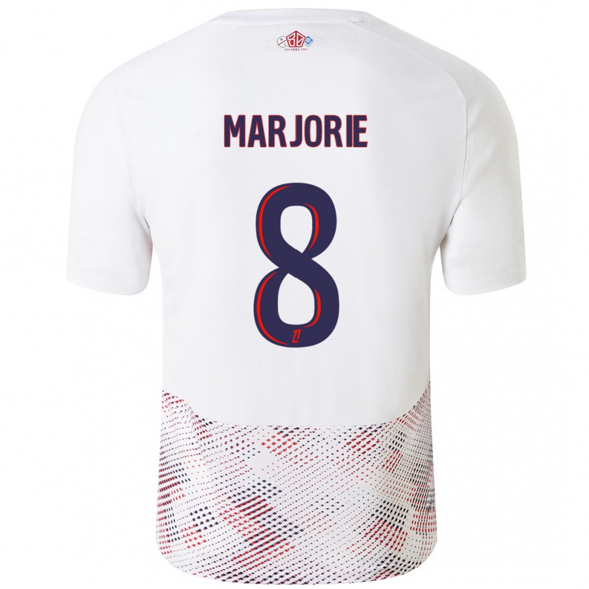 Enfant Football Maillot Marjorie #8 Blanc Bleu Royal Tenues Extérieur 2024/25