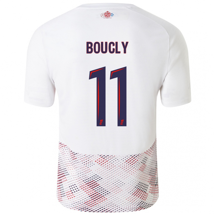 Enfant Football Maillot Maïté Boucly #11 Blanc Bleu Royal Tenues Extérieur 2024/25