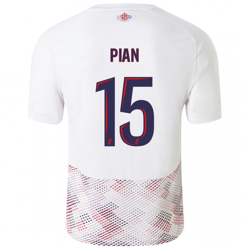 Enfant Football Maillot Julie Pian #15 Blanc Bleu Royal Tenues Extérieur 2024/25