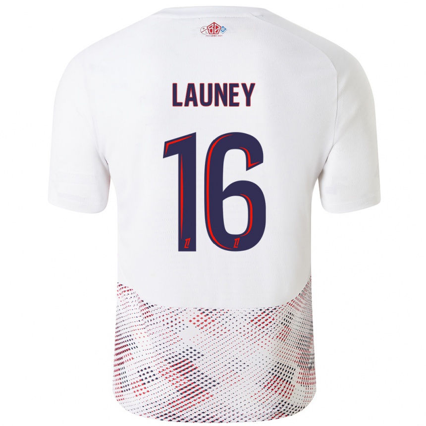 Enfant Football Maillot Elisa Launey #16 Blanc Bleu Royal Tenues Extérieur 2024/25