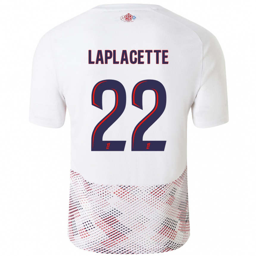 Enfant Football Maillot Tess Laplacette #22 Blanc Bleu Royal Tenues Extérieur 2024/25