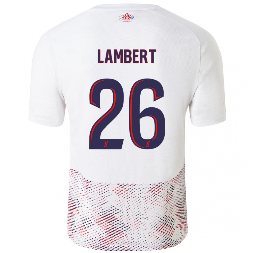 Enfant Football Maillot Anaïs Lambert #26 Blanc Bleu Royal Tenues Extérieur 2024/25