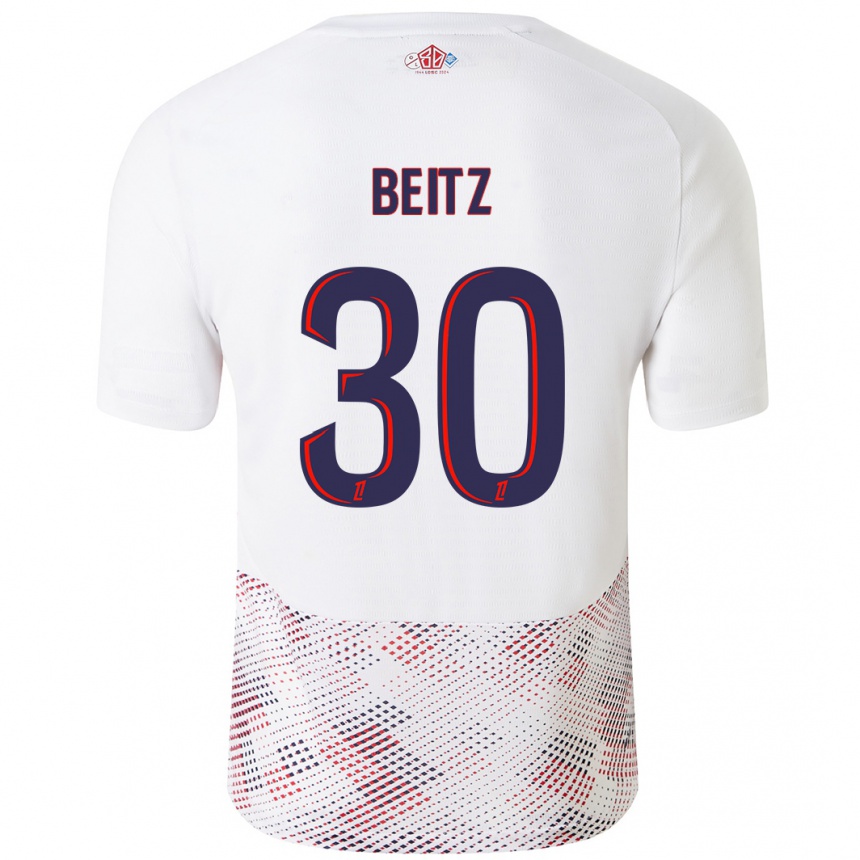 Enfant Football Maillot Taylor Beitz #30 Blanc Bleu Royal Tenues Extérieur 2024/25