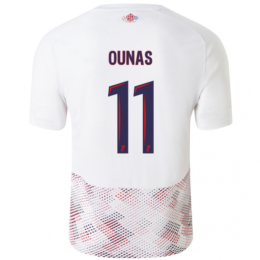 Enfant Football Maillot Adam Ounas #11 Blanc Bleu Royal Tenues Extérieur 2024/25