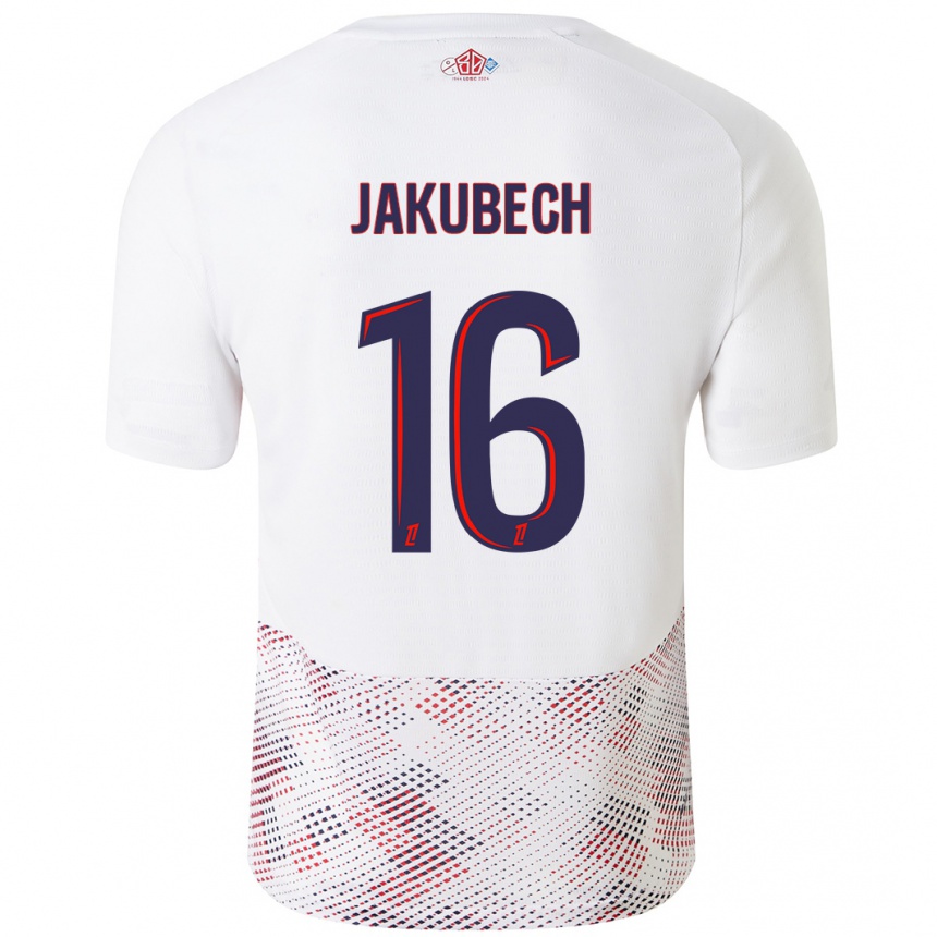 Enfant Football Maillot Adam Jakubech #16 Blanc Bleu Royal Tenues Extérieur 2024/25