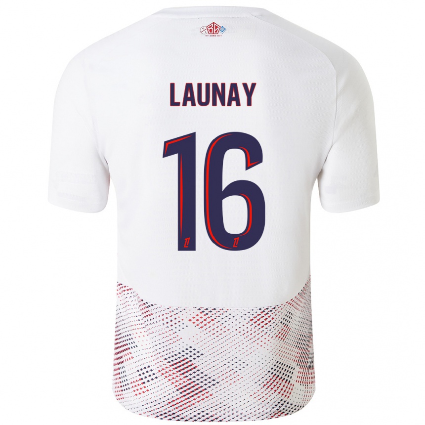 Enfant Football Maillot Elisa Launay #16 Blanc Bleu Royal Tenues Extérieur 2024/25