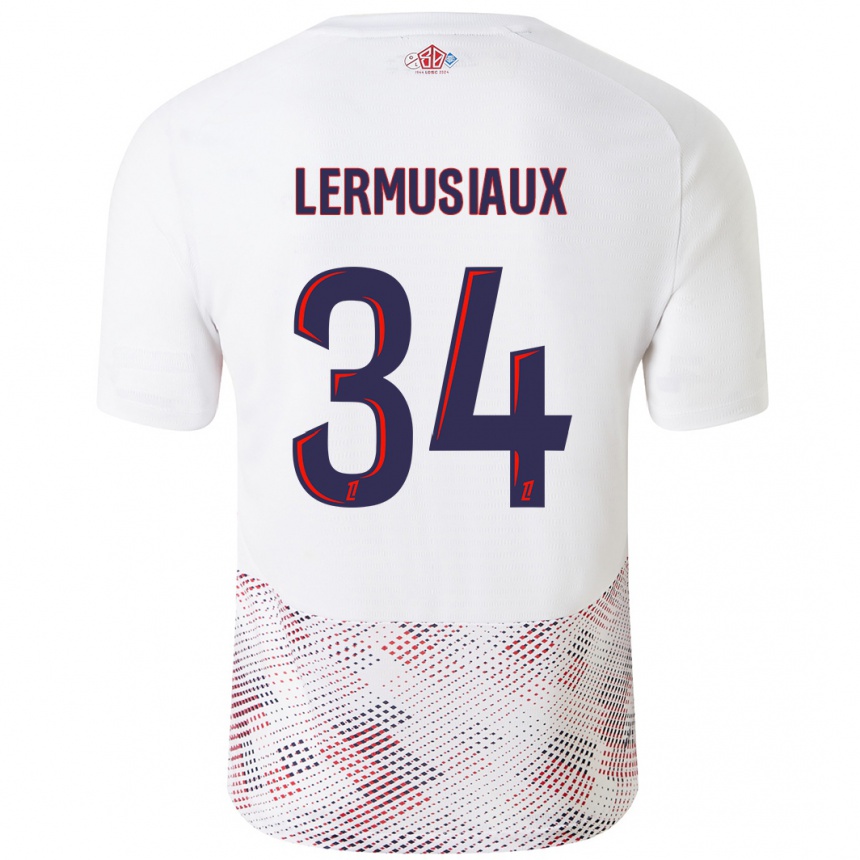 Enfant Football Maillot Chrystal Lermusiaux #34 Blanc Bleu Royal Tenues Extérieur 2024/25