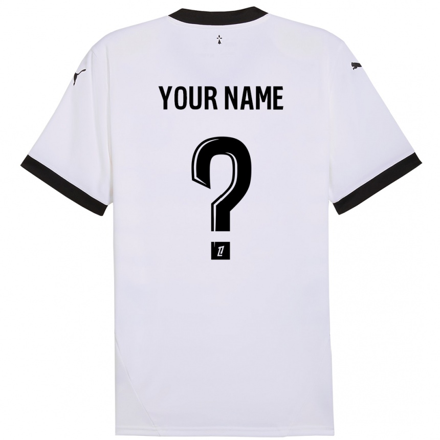 Enfant Football Maillot Votre Nom #0 Blanc Noir Tenues Extérieur 2024/25