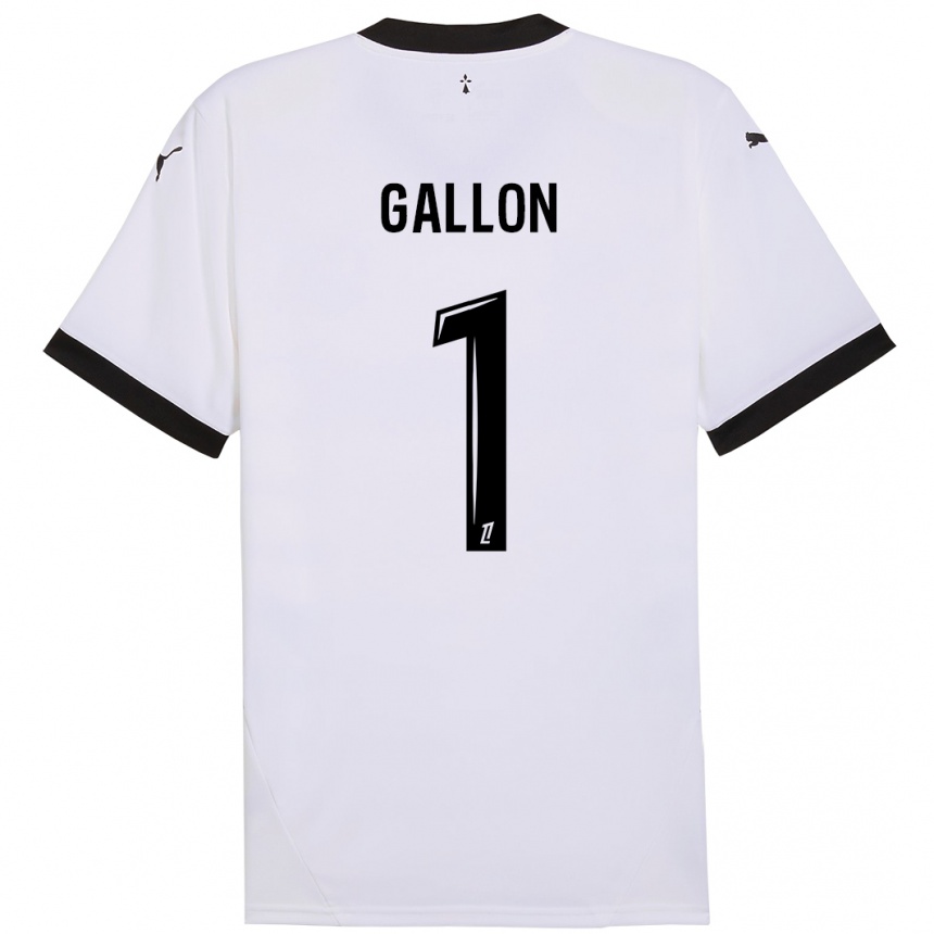 Enfant Football Maillot Gauthier Gallon #1 Blanc Noir Tenues Extérieur 2024/25