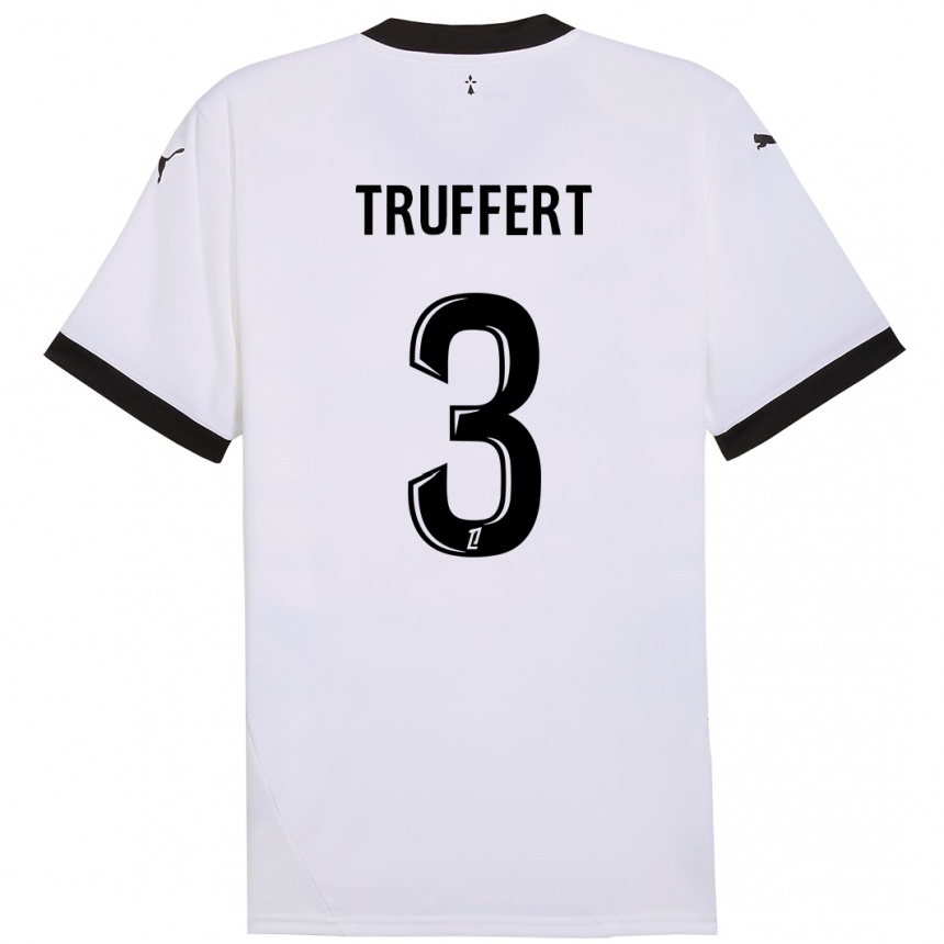 Enfant Football Maillot Adrien Truffert #3 Blanc Noir Tenues Extérieur 2024/25