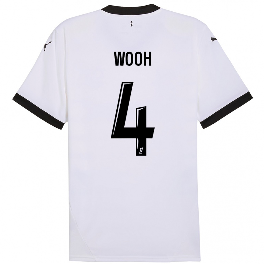 Enfant Football Maillot Christopher Wooh #4 Blanc Noir Tenues Extérieur 2024/25