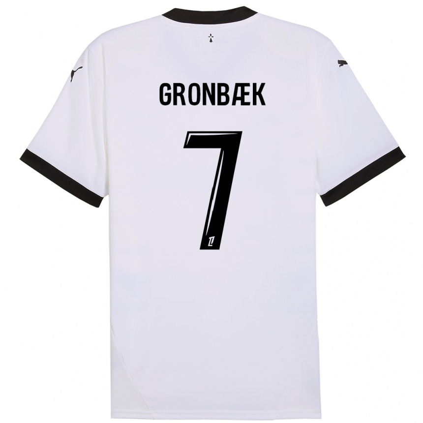 Enfant Football Maillot Albert Grønbaek #7 Blanc Noir Tenues Extérieur 2024/25