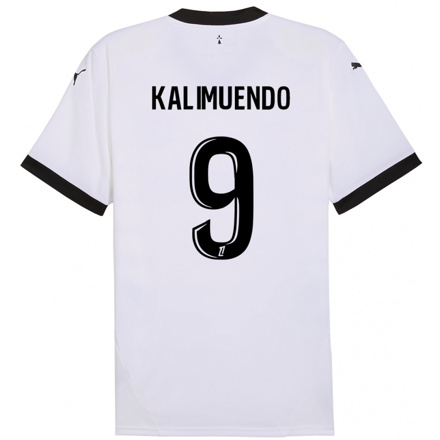 Enfant Football Maillot Arnaud Kalimuendo #9 Blanc Noir Tenues Extérieur 2024/25