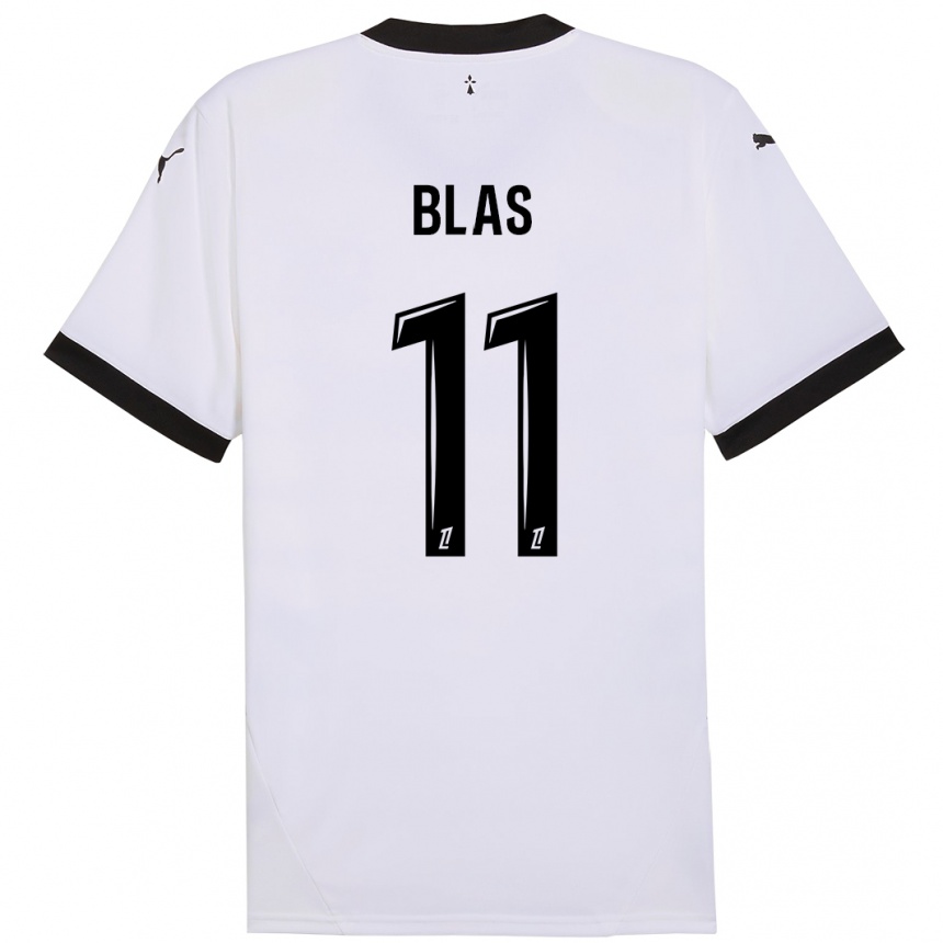 Enfant Football Maillot Ludovic Blas #11 Blanc Noir Tenues Extérieur 2024/25