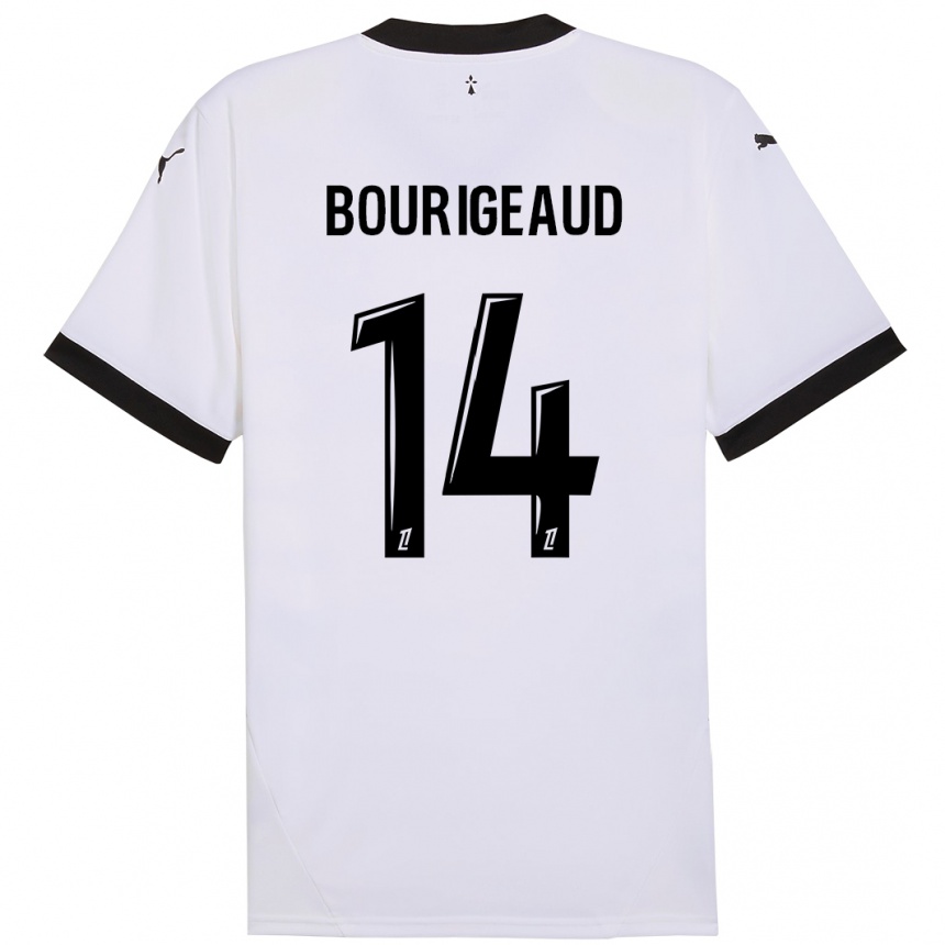 Enfant Football Maillot Benjamin Bourigeaud #14 Blanc Noir Tenues Extérieur 2024/25