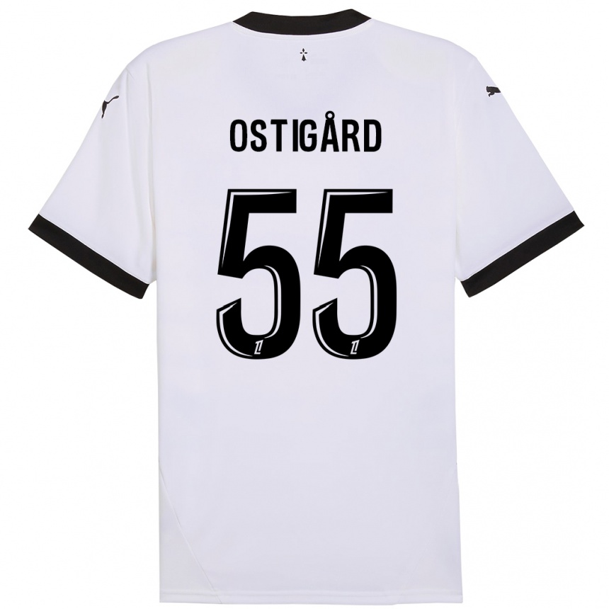 Enfant Football Maillot Leo Ostigard #55 Blanc Noir Tenues Extérieur 2024/25