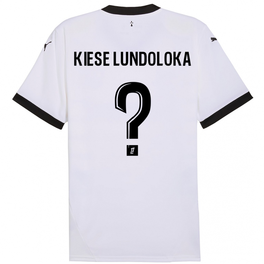 Enfant Football Maillot Jeanslor Kiese Lundoloka #0 Blanc Noir Tenues Extérieur 2024/25