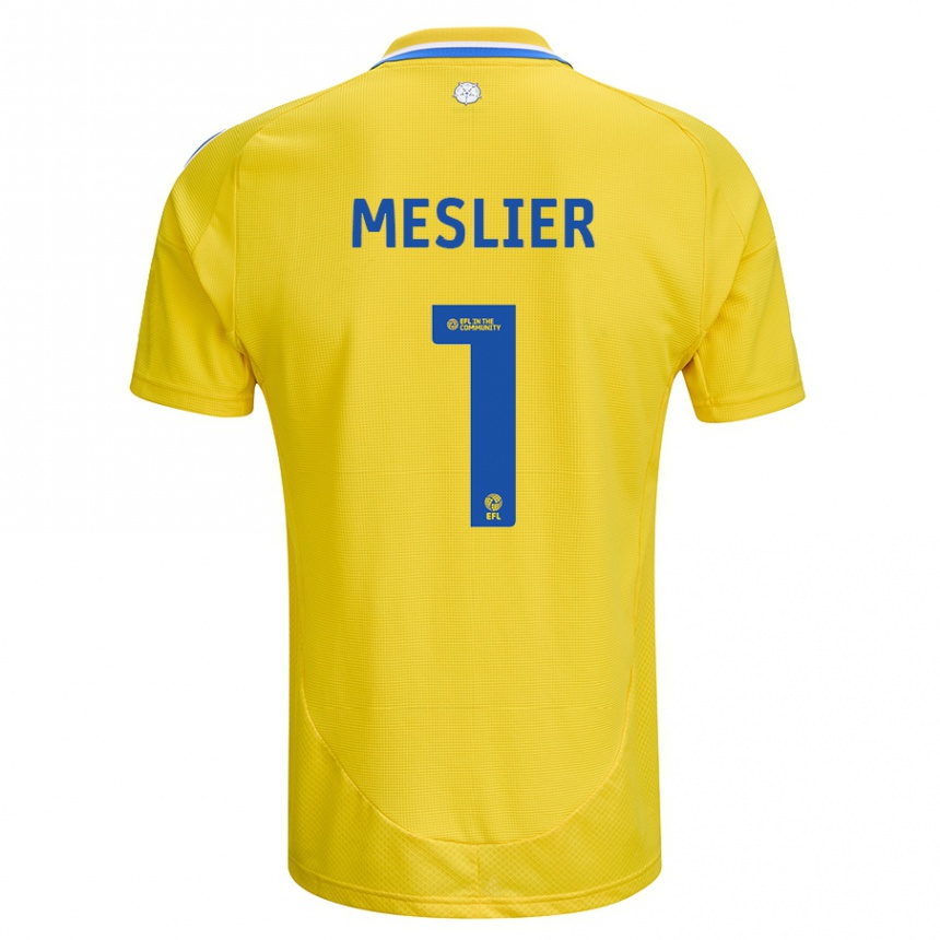 Enfant Football Maillot Illan Meslier #1 Jaune Bleu Tenues Extérieur 2024/25