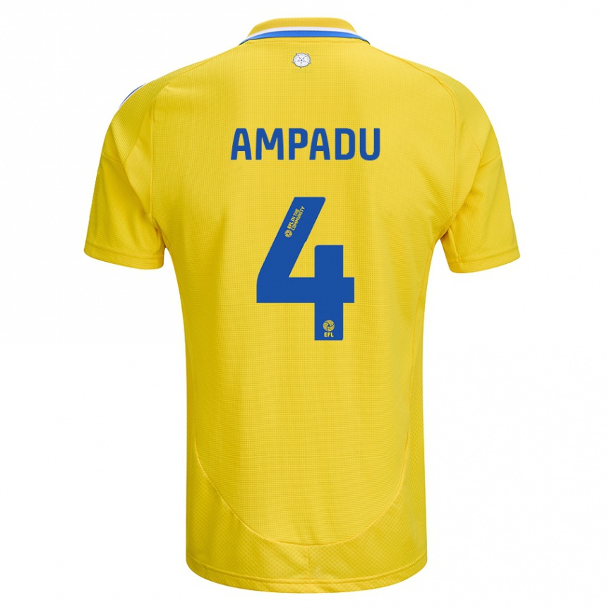 Enfant Football Maillot Ethan Ampadu #4 Jaune Bleu Tenues Extérieur 2024/25