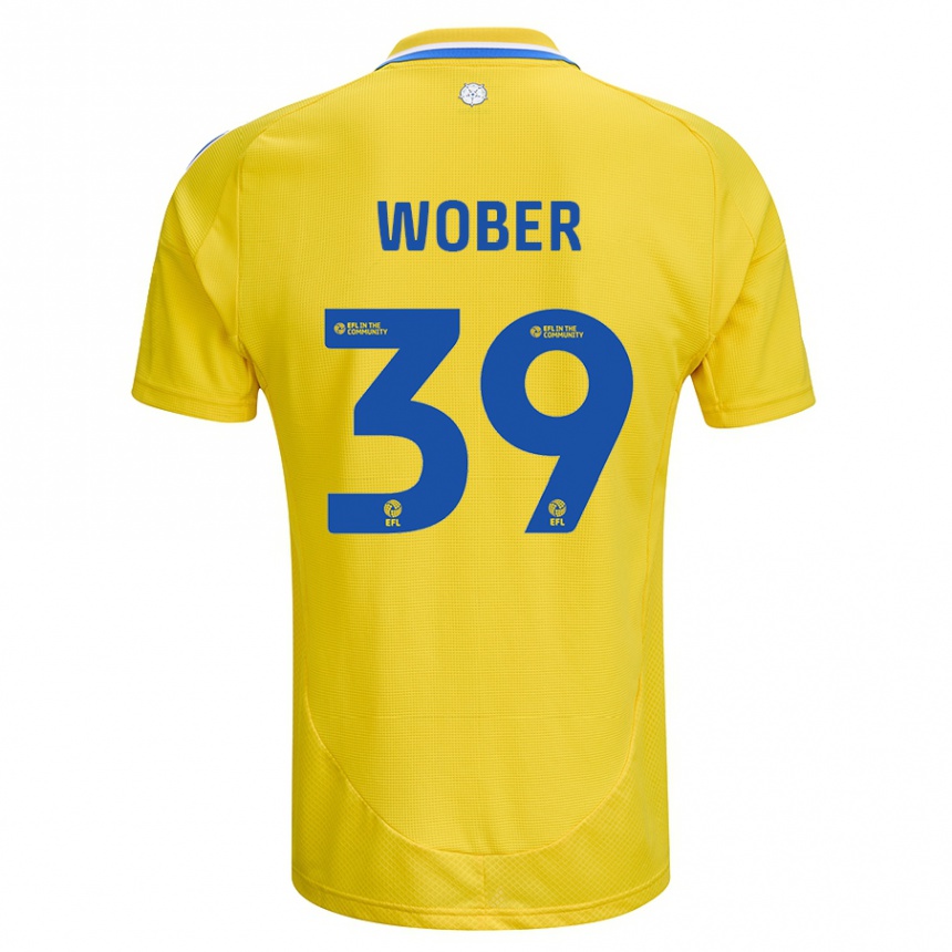 Enfant Football Maillot Maximilian Wöber #39 Jaune Bleu Tenues Extérieur 2024/25