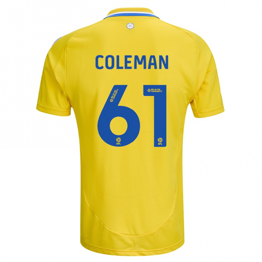 Enfant Football Maillot Cian Coleman #61 Jaune Bleu Tenues Extérieur 2024/25