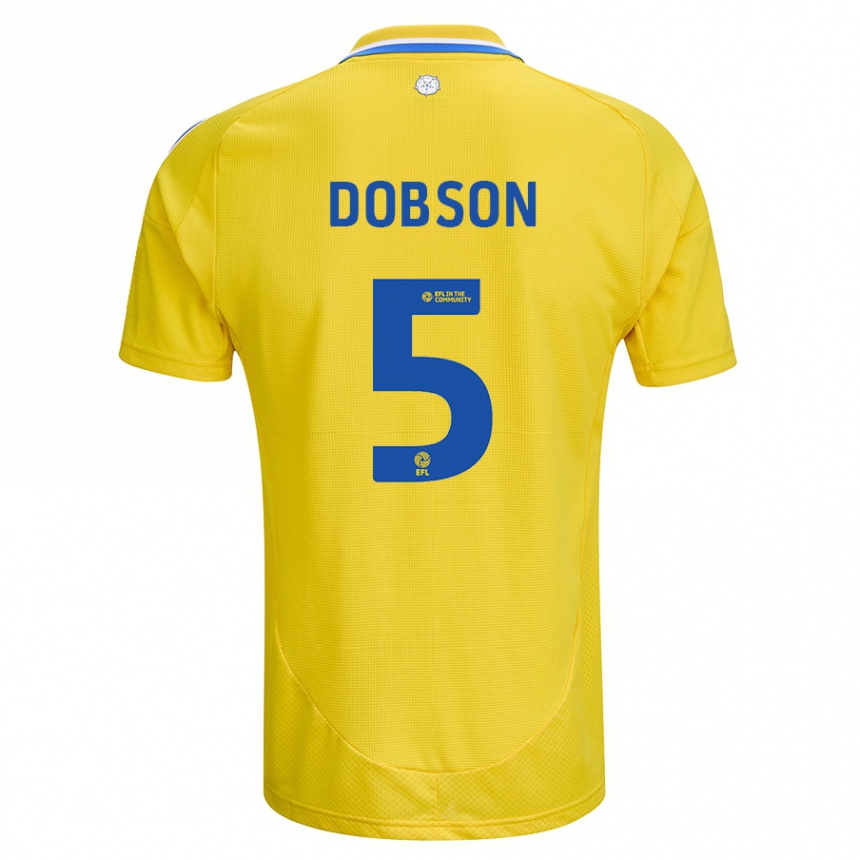 Enfant Football Maillot Ellie Dobson #5 Jaune Bleu Tenues Extérieur 2024/25